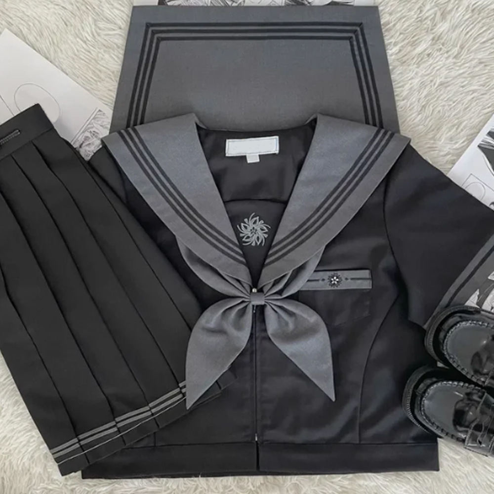 블랙 복고 유니폼 세라복 교복세트(반팔) 학생복 교복