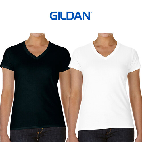 교복몰 (GILDAN) 여자 소프트 V넥 반팔 티셔츠