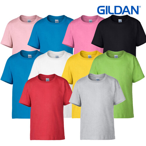 교복몰 (GILDAN) 키즈 무지 반팔 라운드 티셔츠